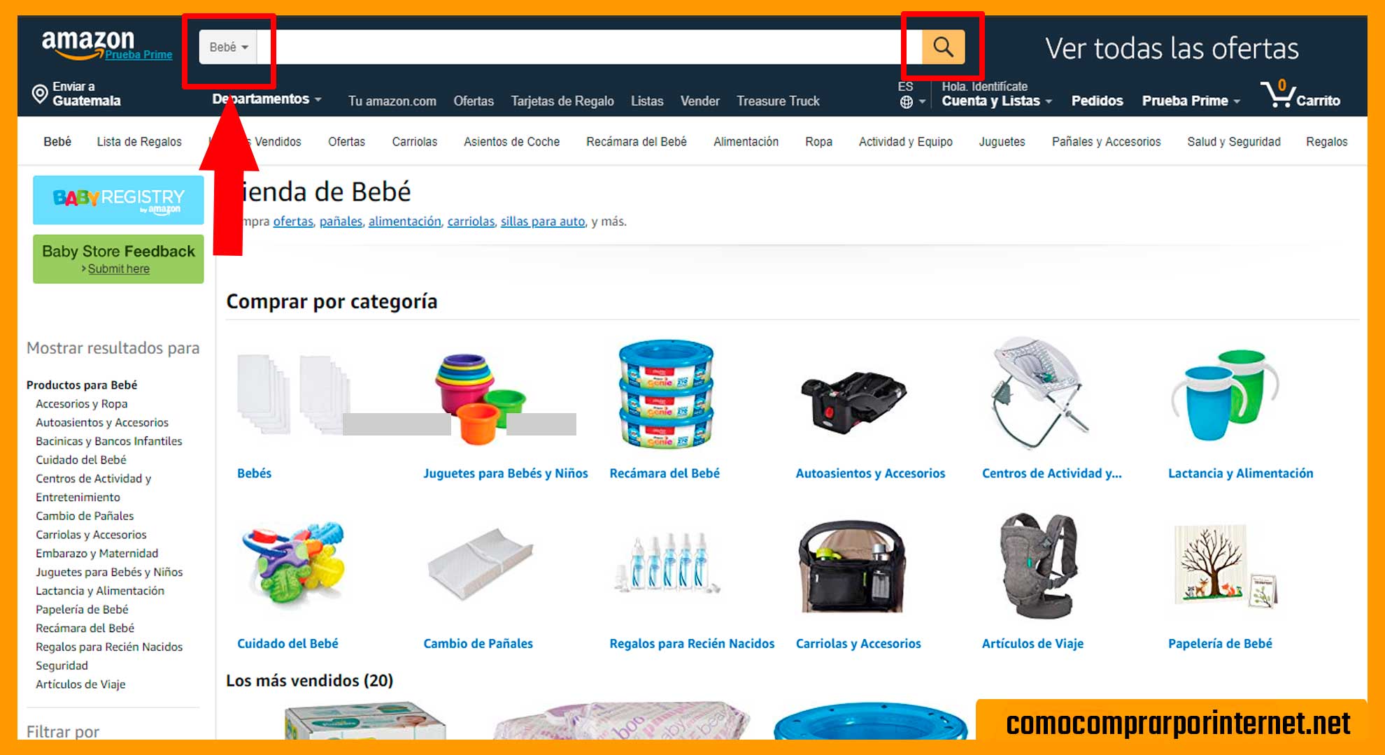 Buscar por categoría en Amazon